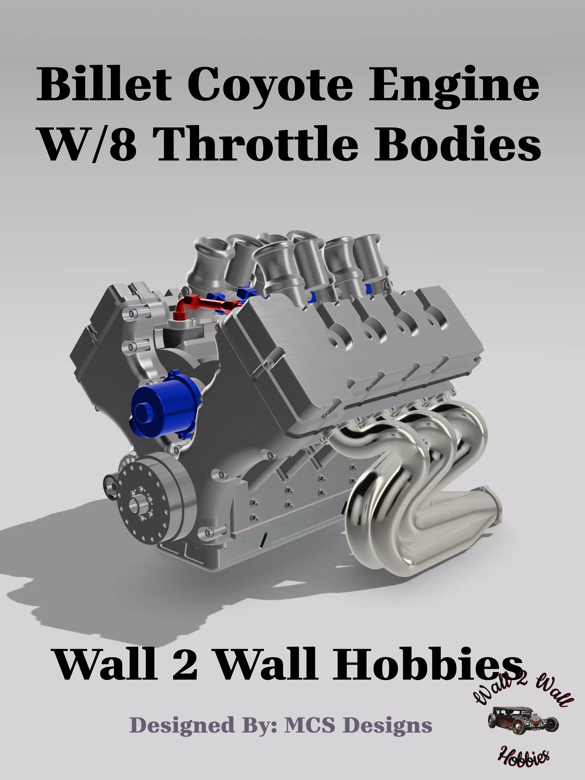 Billet Coyote Engine With 8 Throttle Bodies 1/25 Scale