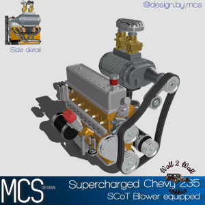 3D Printed ABS Like Resin Chevy Super Charged 235 6 Cylinder Engine 1/25 Scale