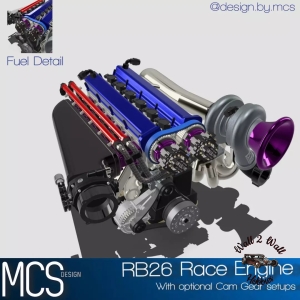 3D Printed Nissan RB26 Race Engine 1/25 scale