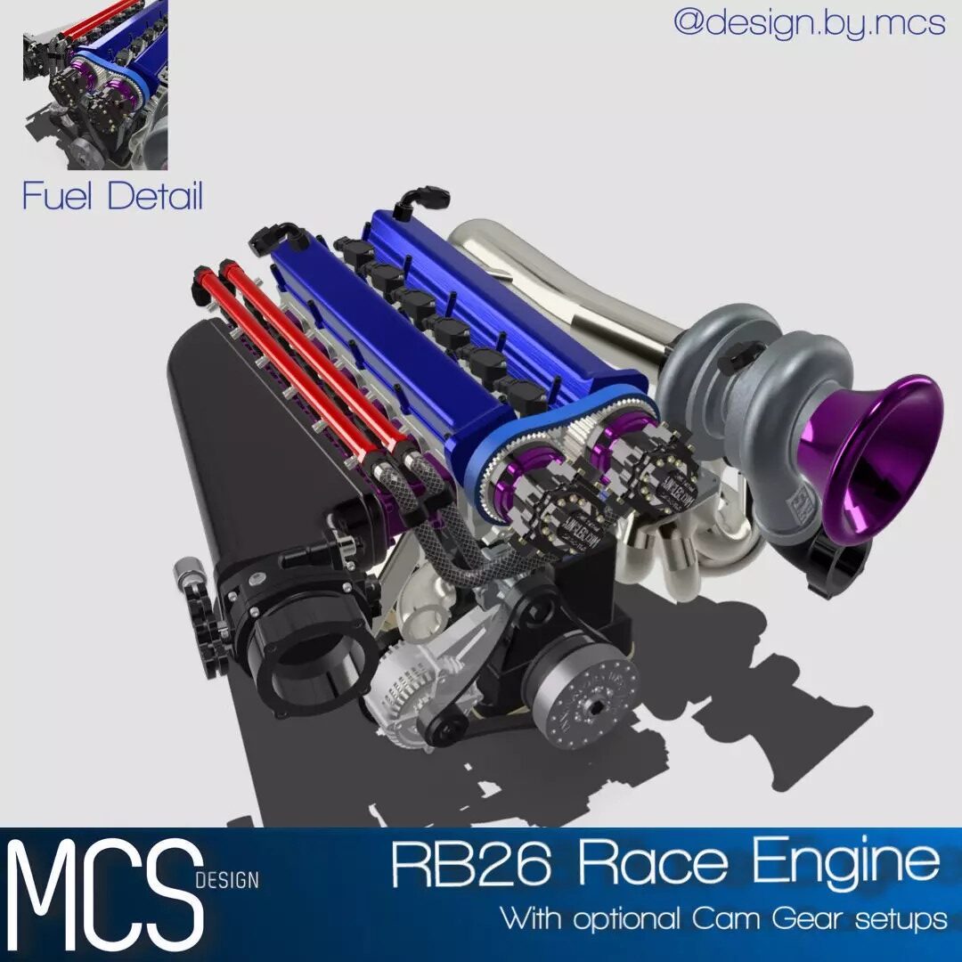 3D Printed Nissan RB26 Race Engine 1/25 scale