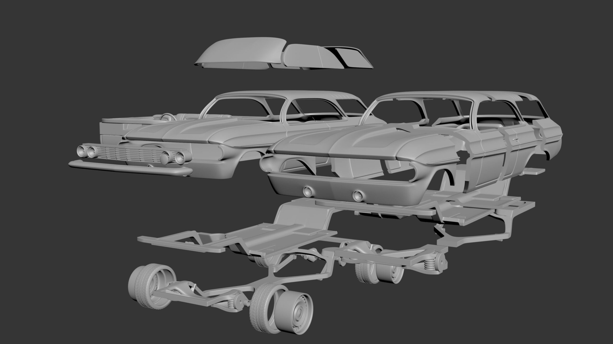 3D Printed ABS Like Resin 1961 Chevrolet Impala Wagon Curbside Model Kit 1/25 scale - Image 2