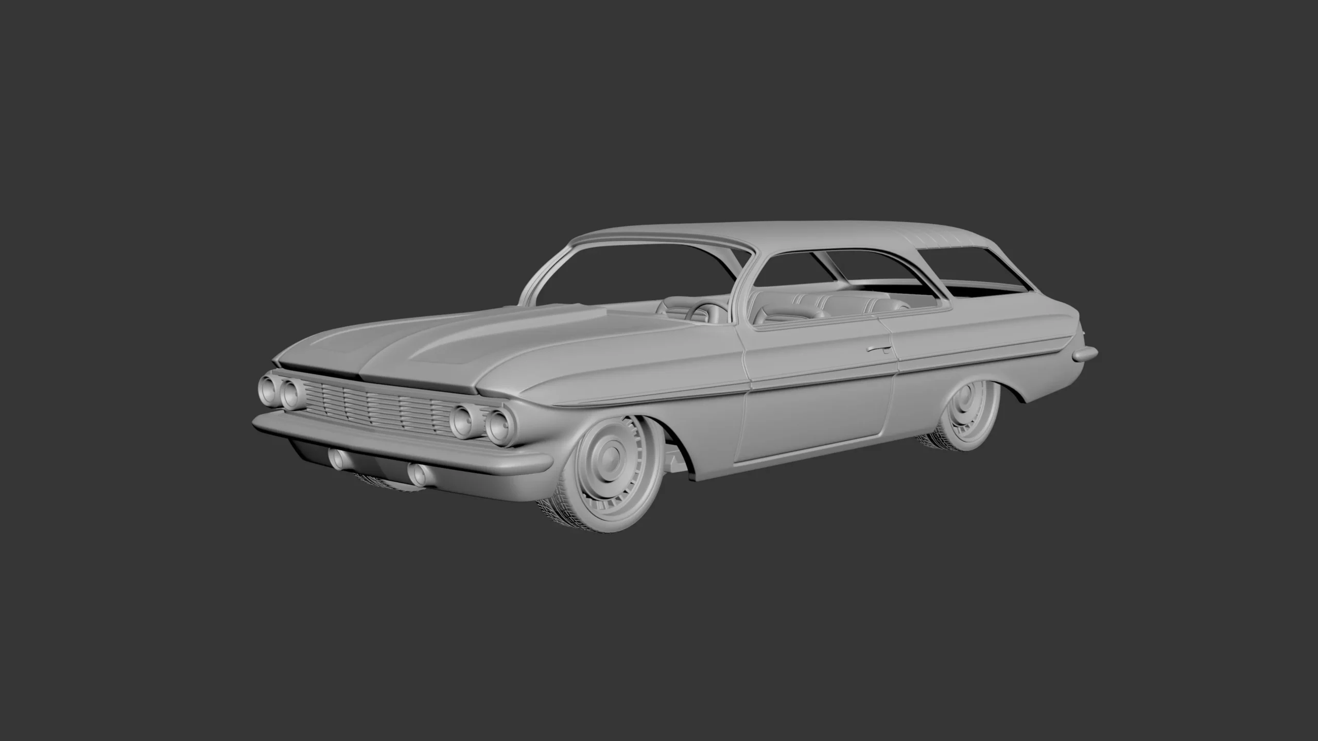 3D Printed ABS Like Resin 1961 Chevrolet Impala Wagon Curbside Model Kit 1/25 scale