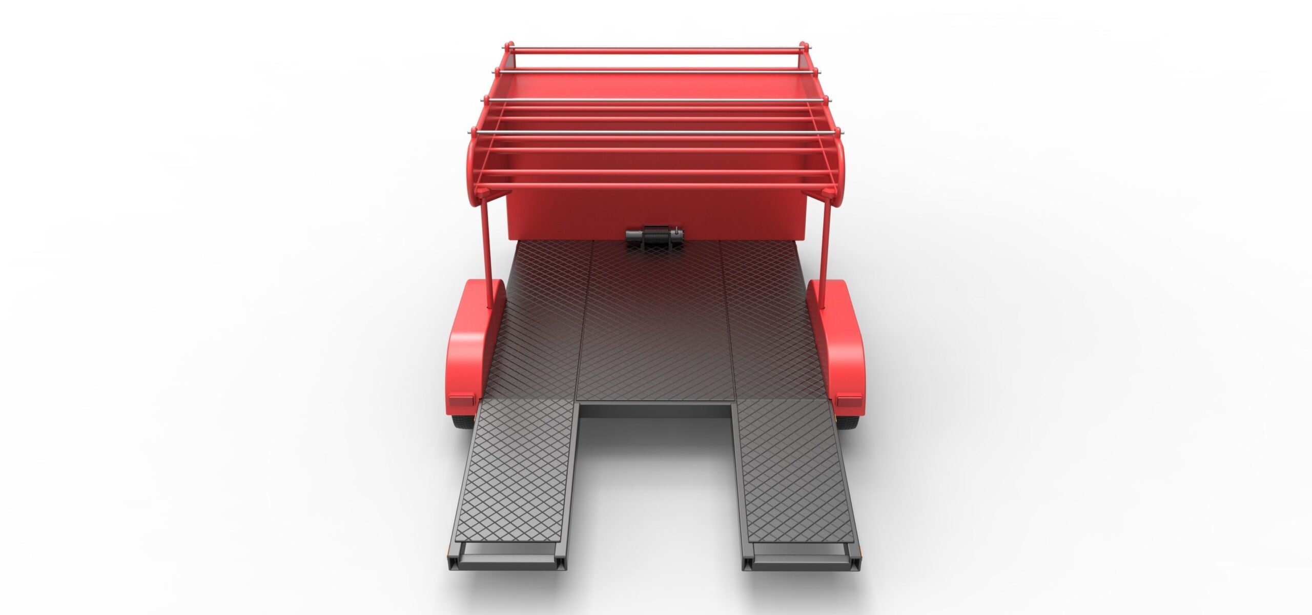 3D Printed ABS Like Resin Vintage Race Car Trailer with Overhead Tire Rack and Tool Box 1/25 scale - Image 2