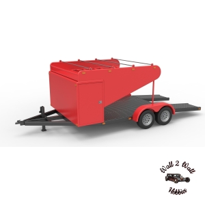 3D Printed ABS Like Resin Vintage Race Car Trailer with Overhead Tire Rack and Tool Box 1/25 scale